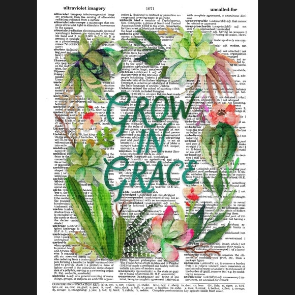 Grow In Grace Vintage Dictionary Art Print Cactus - Picture 4 of 4